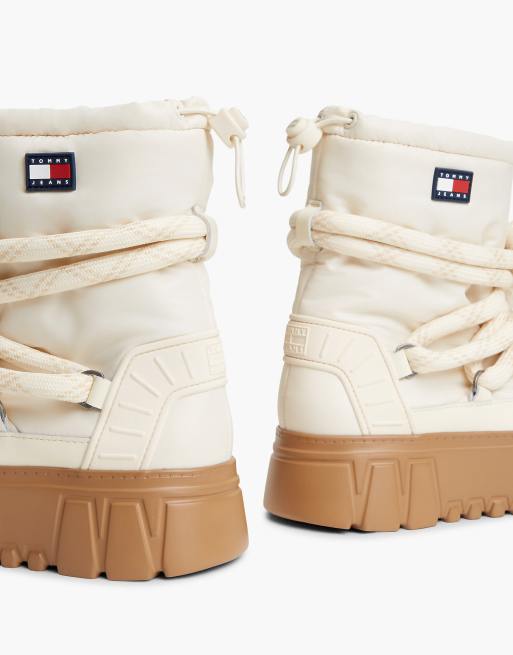Tommy Jeans Warm lined platform snow boots in cream, 6 of 7
