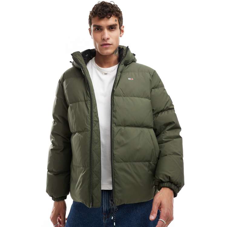 Tommy Jeans Water Repellent Down Jacket in Olive Green | ASOS 