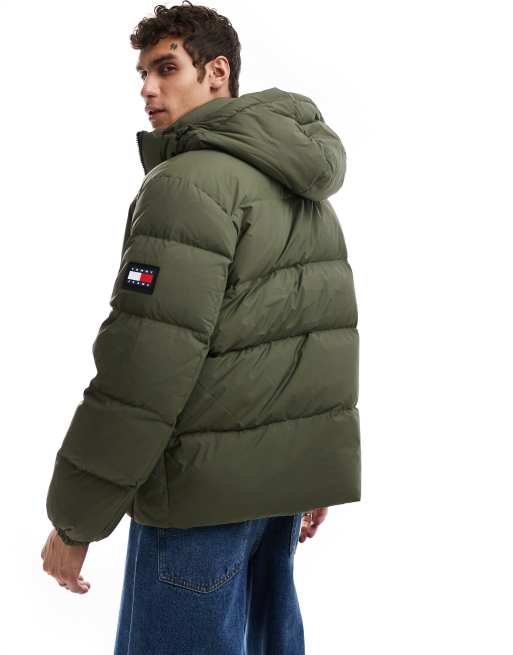 Tommy Jeans Water Repellent Down Jacket in Olive Green | ASOS