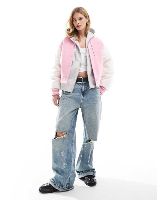 Tommy Jeans – Wattierte, mehrfarbige College-Bomberjacke mit Wollanteil, 4 von 4