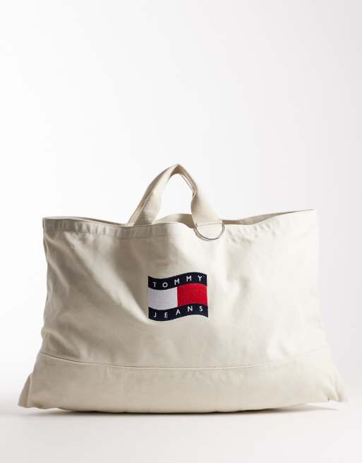 Tommy Jeans - Wave - Borsa shopping color crema con logo