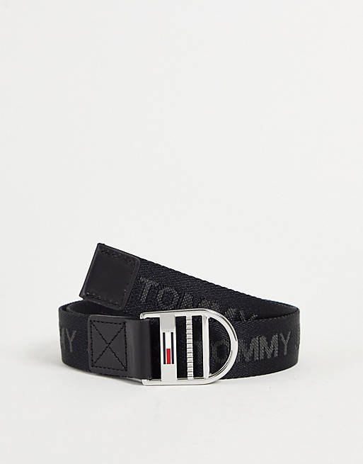 Tommy Jeans webbing belt in black | ASOS