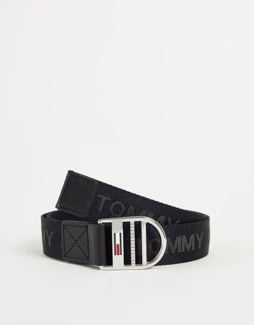 Tommy jeans webbing clearance belt black