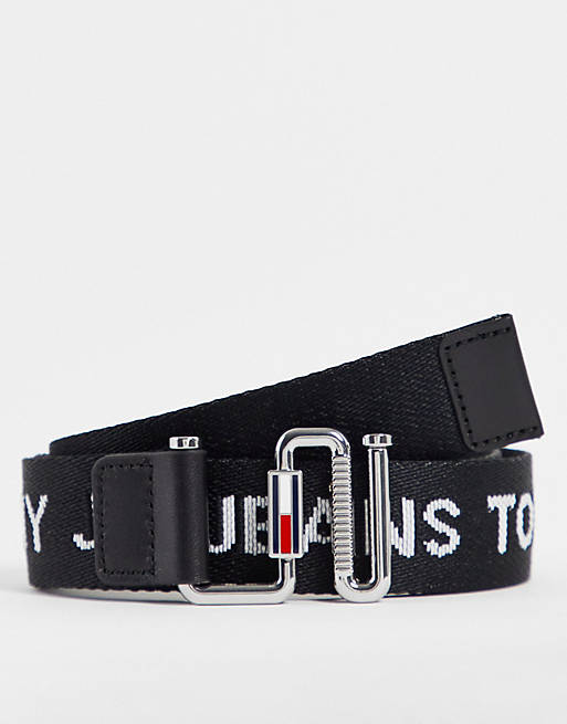 Tommy Jeans webbing belt in black | ASOS