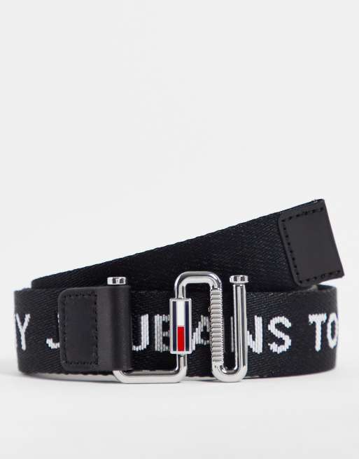 Tommy jeans webbing belt on sale black