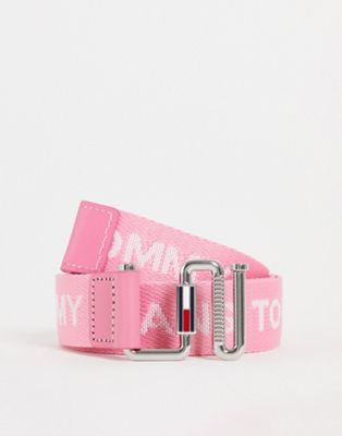 Tommy Jeans webbing belt in pink - ASOS Price Checker