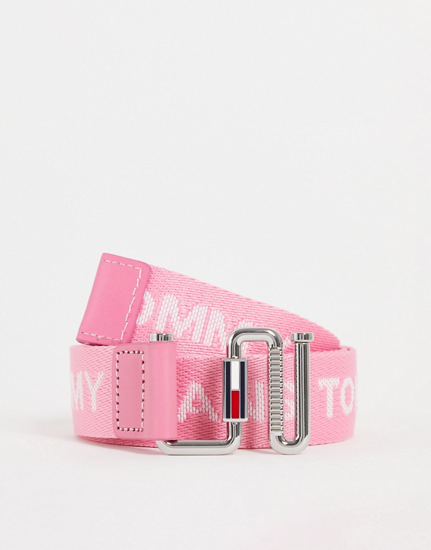 Tommy Jeans webbing belt in pink