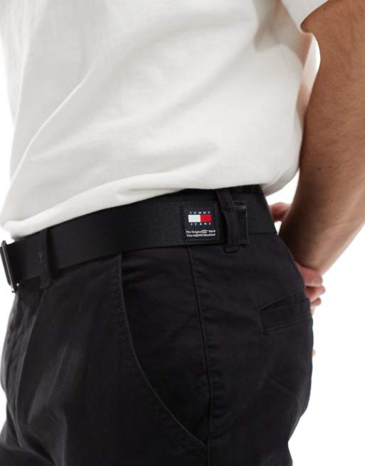 Tommy Jeans – Webgürtel in Schwarz, 3,5 cm