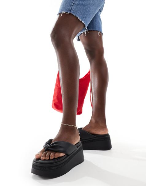 Tommy Jeans wedge sandals in black - view 1