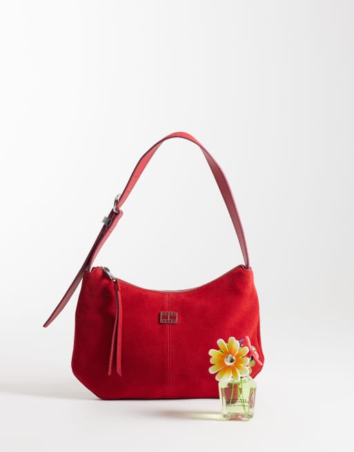 Tommy Jeans – Weiche Wildleder-Schultertasche in Rot, 2 von 4