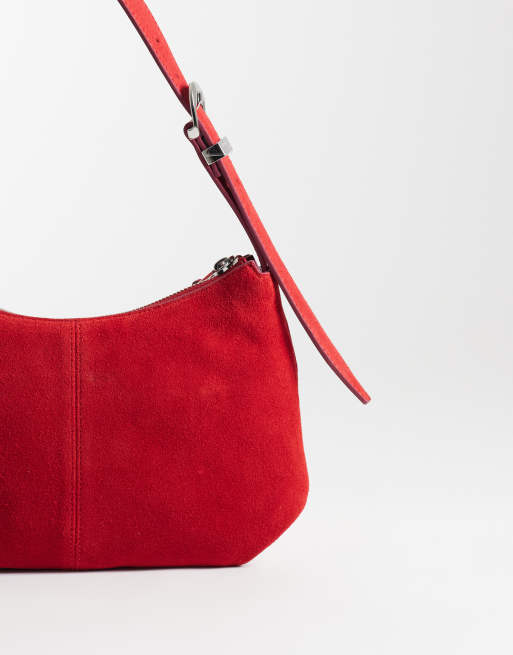 Tommy Jeans – Weiche Wildleder-Schultertasche in Rot, 4 von 4