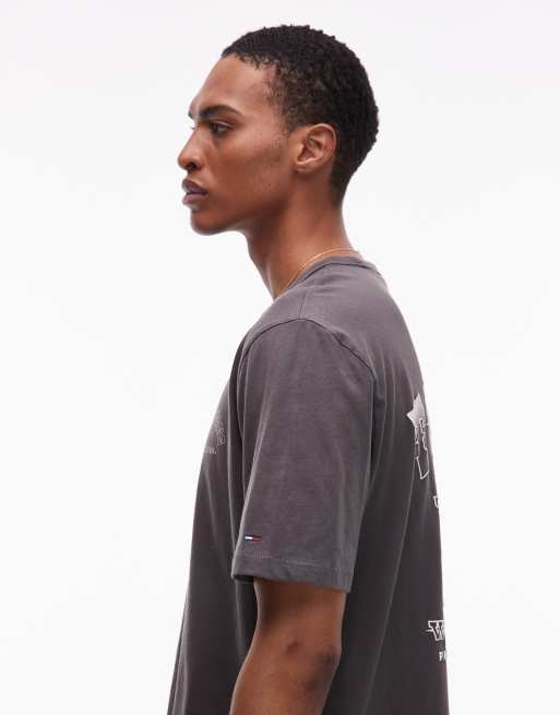 Tommy Jeans western back print boxy oversized T-shirt in washed black, 4 of 5
