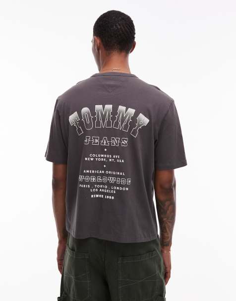Tommy Jeans western back print boxy t-shirt in washed black - view 1