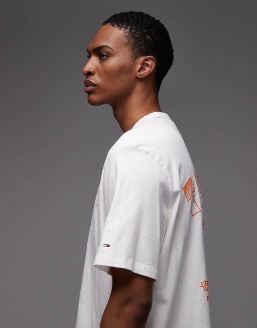 Tommy Jeans western back print boxy t-shirt in white and orange, 4 of 5