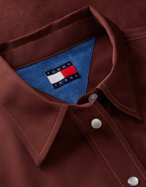 Tommy Jeans Western-Popelin-Hemd in Braun, 6 von 6