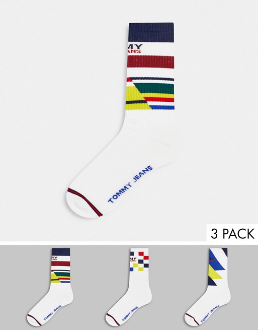 Tommy Jeans white paint splat 3 pack sock gift set