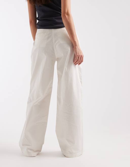 Tommy Jeans wide leg chino pants in cream, 3 of 5