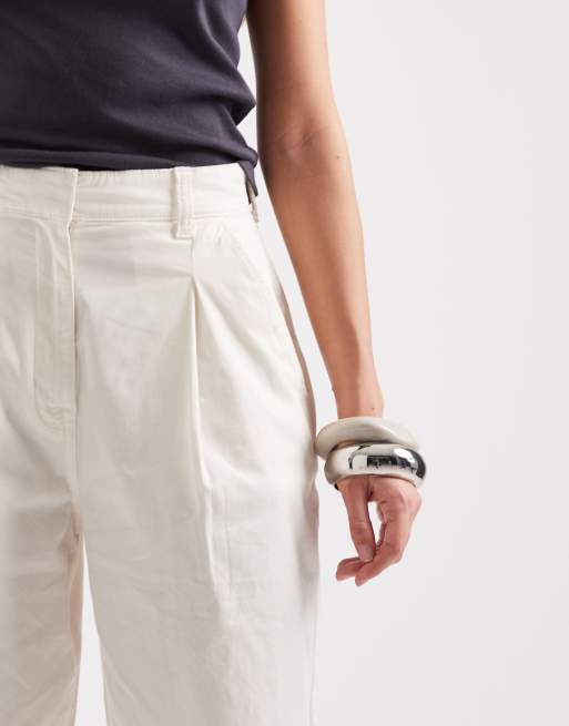 Tommy Jeans wide leg chino pants in cream, 4 of 5