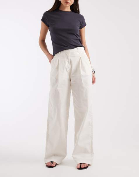 Tommy Jeans wide leg chino trousers in cream - view 1