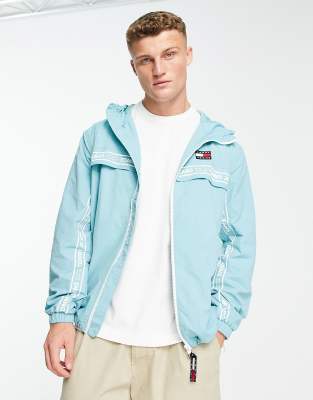 Tommy Jeans windbreaker in blue with logo print - ASOS Price Checker