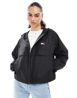 Tommy Jeans windbreaker jacket with hood in black