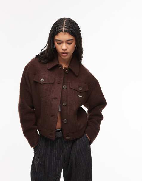 Tommy Jeans wool trucker jacket in brown - view 1