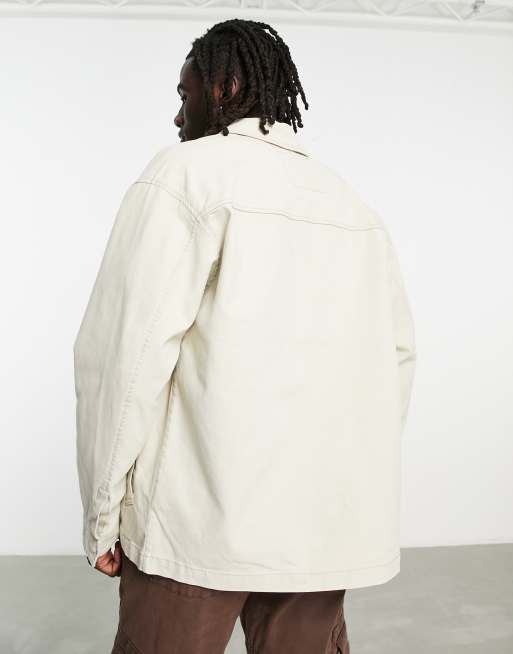 Tommy Jeans – Workwear-Hemdjacke aus Baumwolle in Beige mit Flaggenlogo - BEIGE, 2 von 4