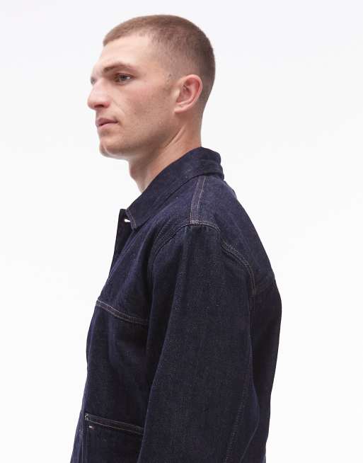 Tommy Jeans - Workwear - Selvedge denim jack in donkere indigo wassing, 4 van 5