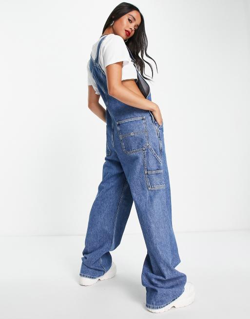 Tommy Jeans x ASOS exclusive baggy fit overalls in mid wash, 2 of 4