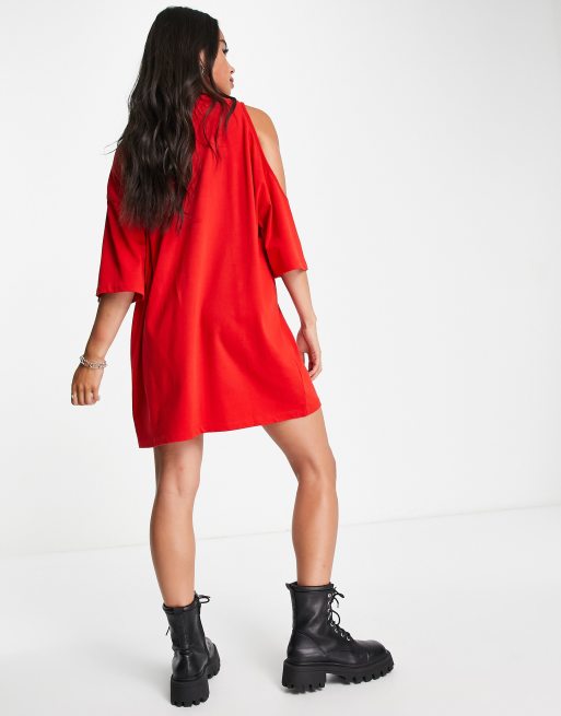 Cold shoulder 2025 t shirt dress