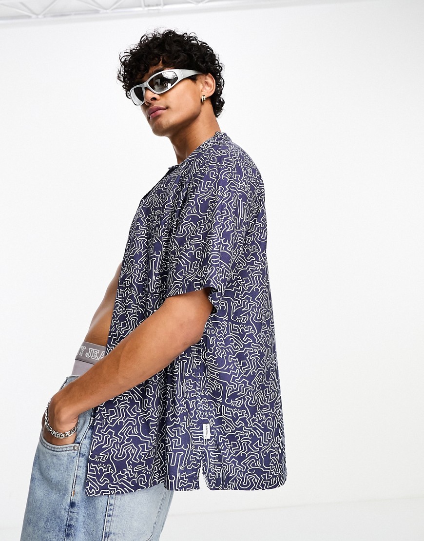 Tommy Jeans x Keith Haring dancing man shirt in navy