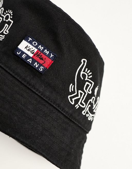 Tommy Jeans x Keith Haring graphic bucket hat in black