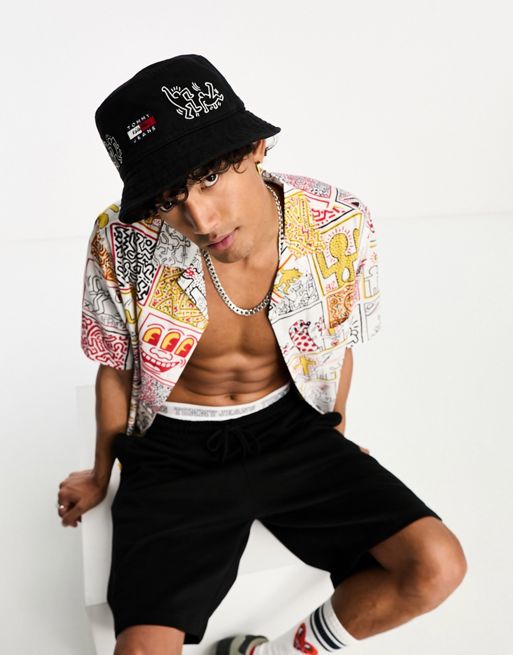 Tommy Jeans x Keith Haring graphic bucket hat in black