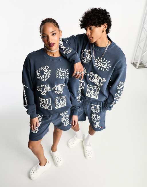 Tommy Jeans x Keith Haring unisex graphic print sweatshirt in navy
