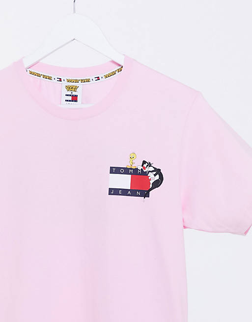 Tommy Jeans x Looney Tunes logo t-shirt in pink | ASOS