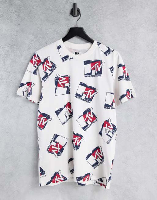 Tommy Jeans X MTV - Unisex T-shirt bedekt met print in wit
