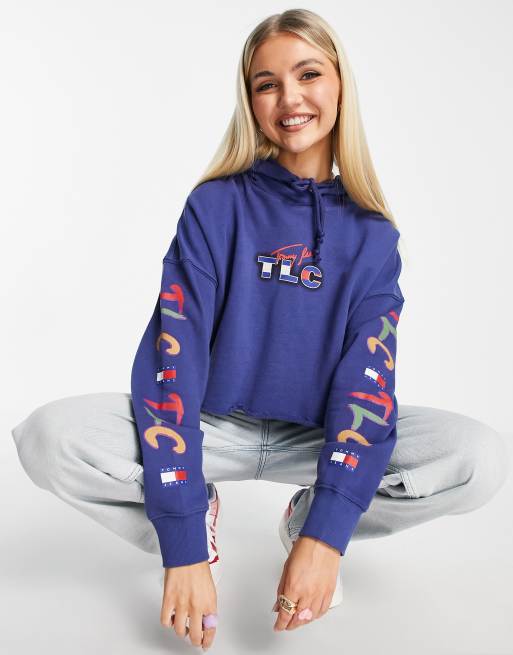 Tommy Jeans x Music Edition TLC cropped hoodie in blue