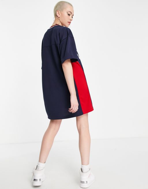 Tommy Jeans x NBA – College-Kleid aus Polyester-Netzstoff in Marineblau mit V-Ausschnitt - NAVY, 2 von 4