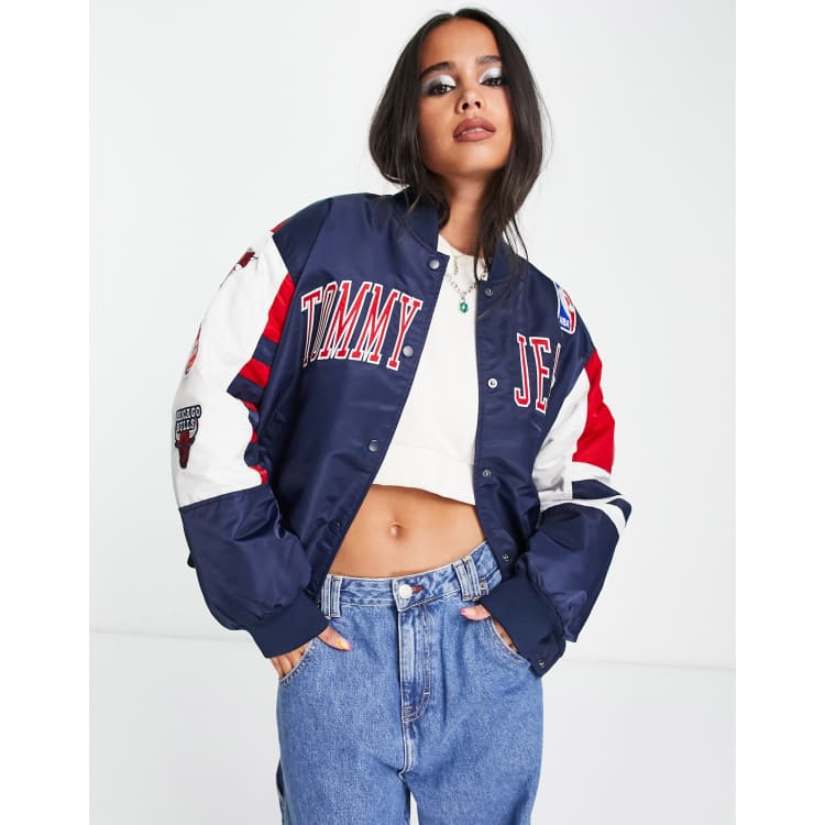 Tommy Jeans varsity jacket in navy | ASOS