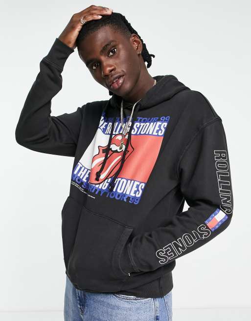 Tommy Jeans x Rolling Stones - Felpa con cappuccio nera con stampa sul retro, 2 di 4