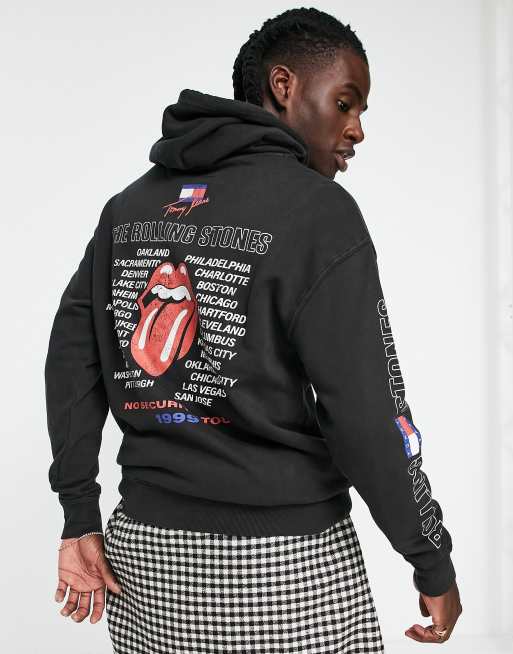 Tommy Jeans x Rolling Stones - Felpa con cappuccio nera con stampa sul retro, 3 di 4