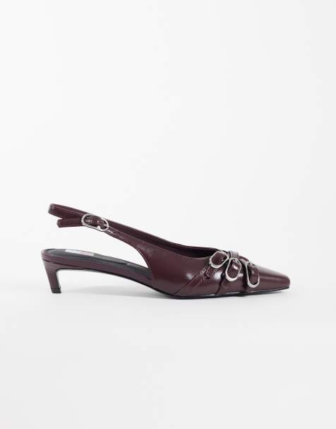 Tommy Jeans - zapatos de tacón bajo slingback de piel con hebillas en burdeos Olimpia - view 1