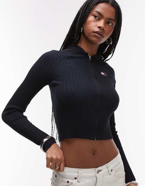 Tommy Jeans hooded zip through cardigan in black