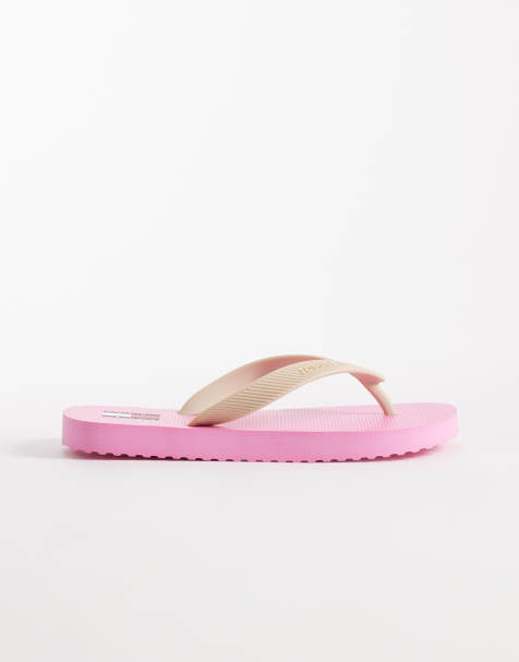 Tommy Jeans – Zehenstegsandalen in Rosa mit Logo und dicker Sohle - view 1