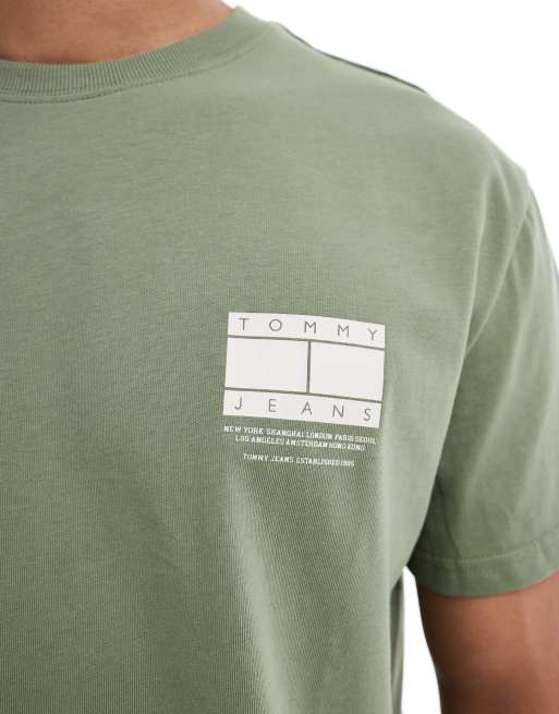 Tommy Jeans – Zielony T-shirt z graficznym logo, 5 z 5
