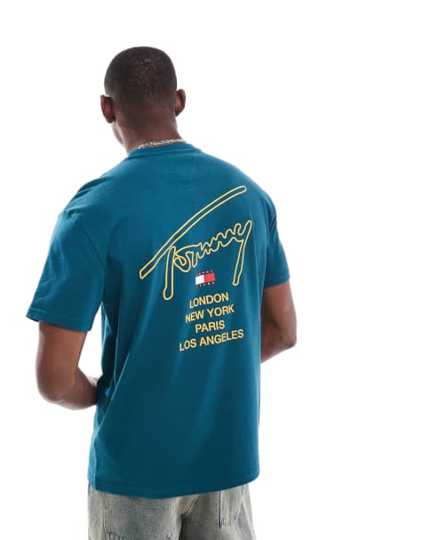 Tommy Jeans – Zielony T-shirt z nadrukiem z motywem miasta na plecach - view 1