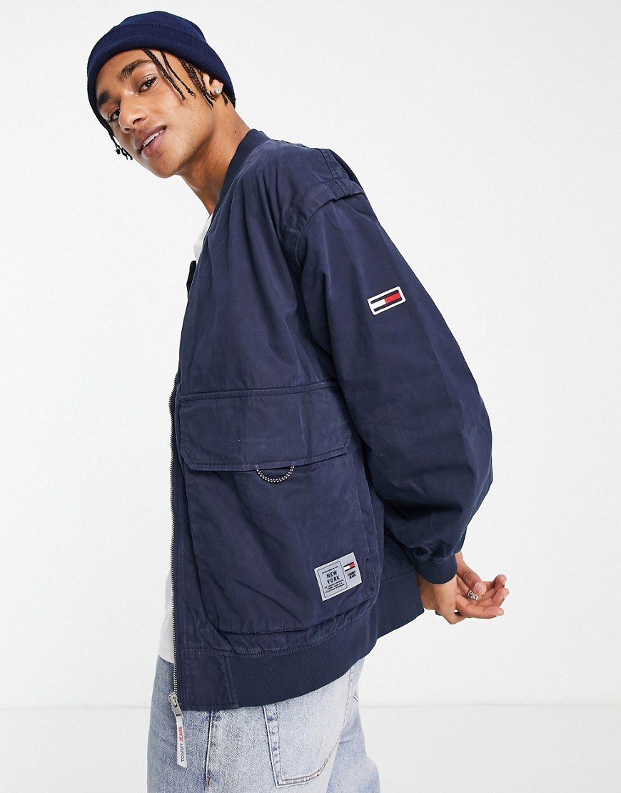 Tommy Jeans zip out sleeves bomber jacket in navy