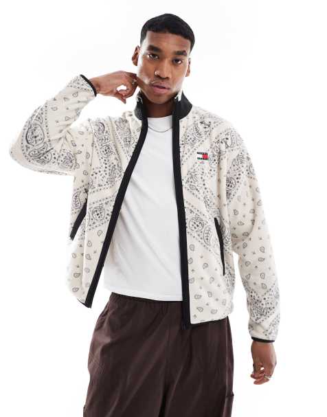 Tommy Jeans zip paisley polar fleece in Multi - view 1