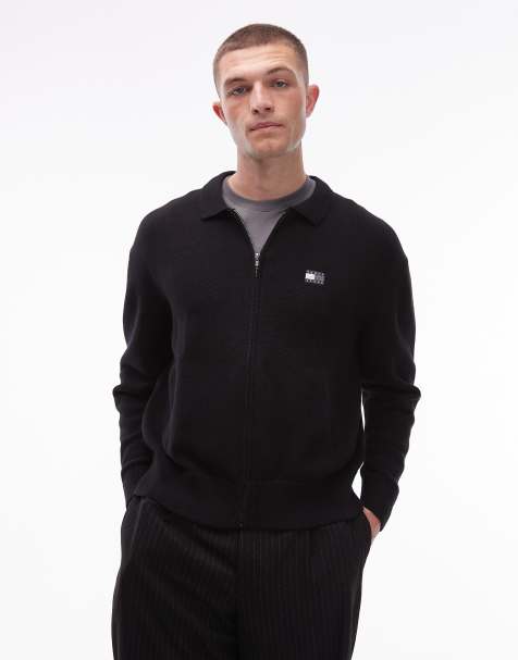 Tommy Jeans zip up cardigan in black - view 1