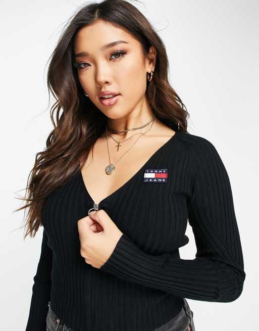 tommy jeans badge zip cardigan